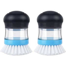 MR.SIGA Cepillo para Polvo de Palma dispensador de jabón, Cepillo para Polvo de Cocina para Limpieza de Platos, sartenes y fregaderos, Paquete de 2, Azul Marino/Azul