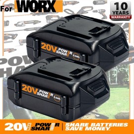 For WORX 2Pack MAX 20V For WORX WA3525 20V 3.0Ah Max Lithium Battery Power Tools WA3520
