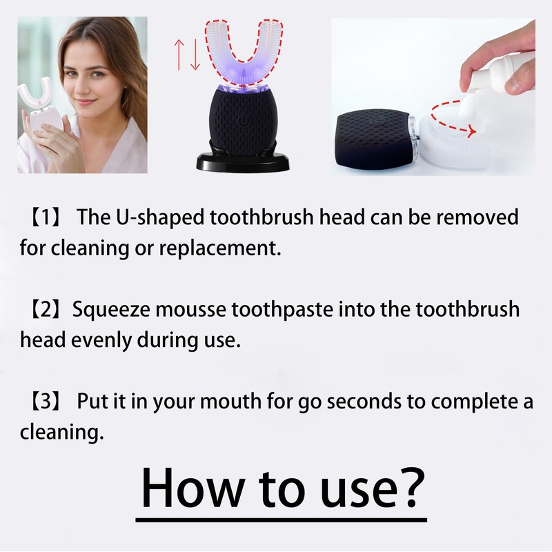 RONGCHUANG Automatic Toothbrush for Adult Ultrasonic Toothbrush with Soft Bristles