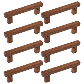 Semetall 8Pcs Walnut Wood Drawer Pulls,3.78" Hole Center Cabinet Pulls,Wooden Handles for Dresser Drawers,Cabinets,Kitchen,Wardrobe