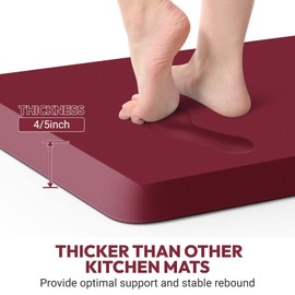 StepLively 4/5 Inch Thick Kitchen Mat - Cushioned Anti Fatigue Mats for Kitchen Floor - Easy to Clean, Waterproof, Non-Slip Kitchen Rug for Sink, Office, Kitchen (17''x60'' Red)
