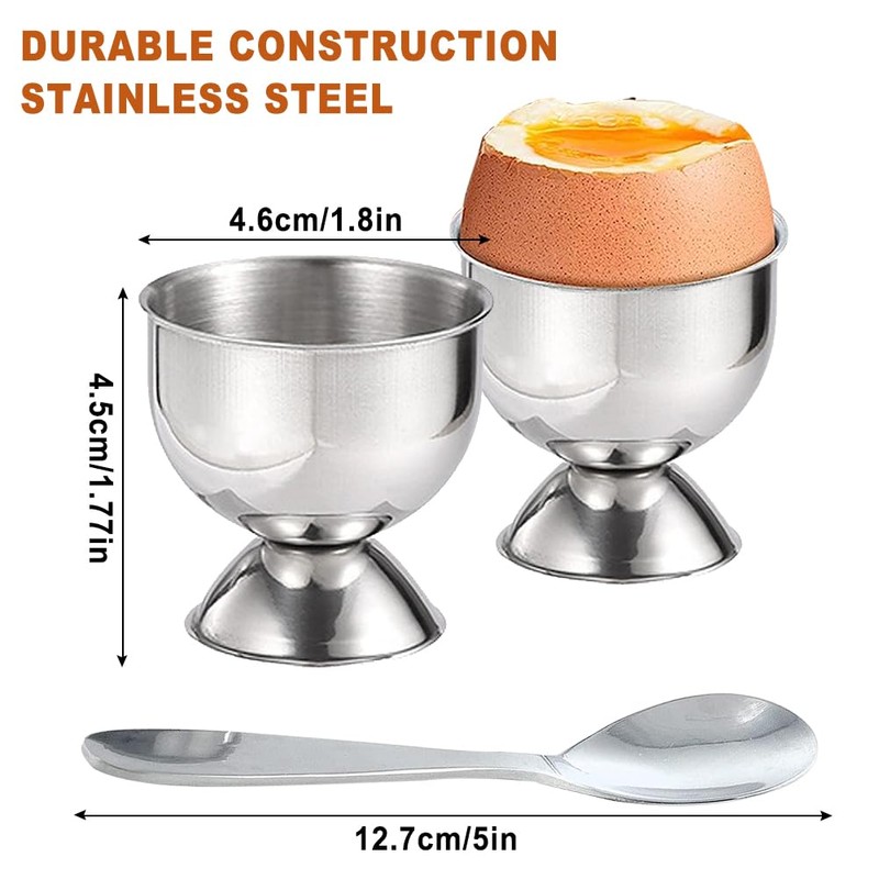 Egg Cup Set, 2 Pcs Stainless Steel Egg Cups with