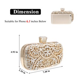 COAIMANEY Womens Sparkly Rhinestone Glitter Clutch Purse Evening Handbag Shoulder Bag for Wedding Party Prom (Gold)