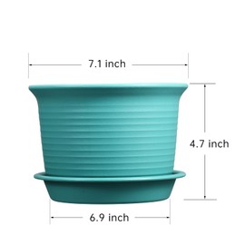 Etvski 6 Pack Flower Pots for Indoor Plants, Plant Pots with Drainage Hole and Tray Saucer, 7" Flower Pot, 6 inch Planters for Indoor Plants(Teal Color)