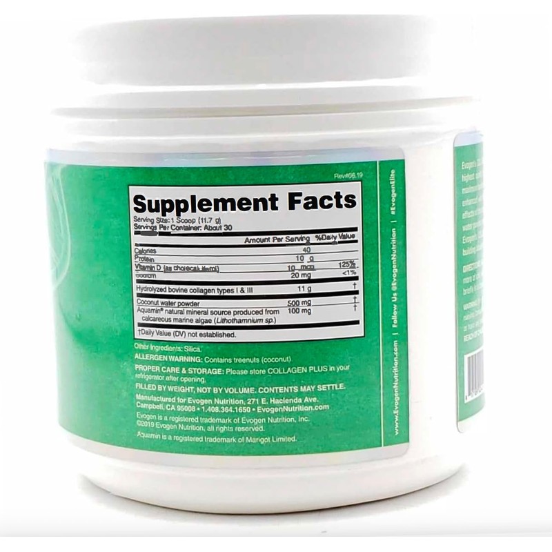 EVOGEN COLLAGEN PLUS HYDRATION 30 SERVVAINILLAColageno Hidrolizado
