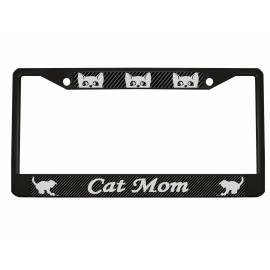 NCAT Cat Mom Cat Lover Car License Plate Frame (Carbon)