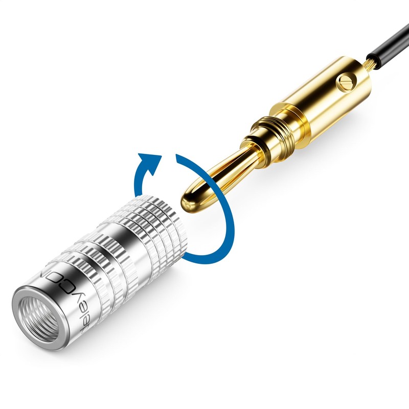deleyCON Set of 8 Banana Plugs Gold-Plated Screwable for Speaker