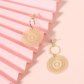 Boho Earrings for Women, Trendy Ethnic Hollow Round Flower Leaves Dangle Earrings Statement Large Lightweight Chandelier Earrings for Teen Girls Holiday Jewelry Gifts (Boho2)