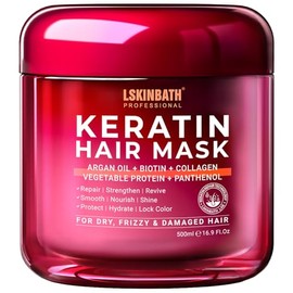 LSKINBATH Professional Keratin Hair Mask, 16.9 Fl Oz, with Argan Oil, Biotin, Collagen, for Dry and Damaged Hair