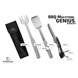 RADOLEO® Barbecue Multi Tool | Barbecue Cutlery | 6 Barbecue Tools | The Set for Every Grill Fan | Ideal for Camping & Outdoor | Elegant Gift Packaging