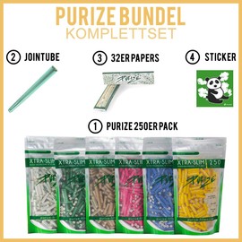 PURIZE Xtra Slim Filters (Purize 250 Pieces Activated Carbon Filters + 32 Papers + Tube + Sticker) (250, Pink)