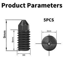Wjelet 5 pieces 0.8 mm stainless steel nozzles, A1/A1 mini nozzle, hardened steel nozzle, p1s for Bambulab A1/A1 Mini, thread hardened nozzles for Kobra 3, stainless steel nozzles, high flow