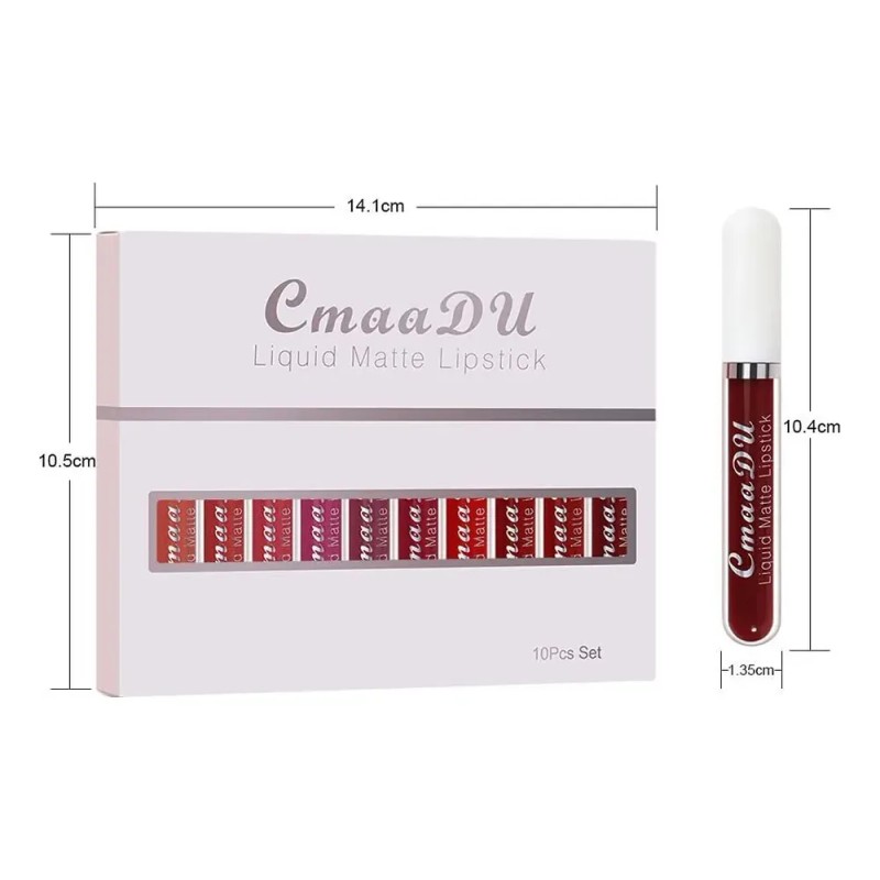 Set 10 Labiales Líquidos Mate Cmaadu Larga Duración 01