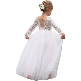 Flower Girl Dress for Toddler Baby Girls,Lace Tulle Dress for Wedding,Birthday Party,Photoshoot,Special Occasion