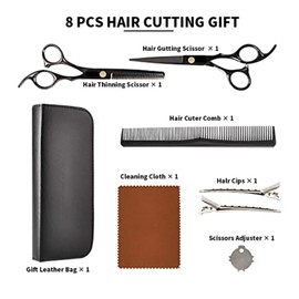 Hairdressing Shears Set Incisive Stainless Steel Professional Haircut Scissors Kit for Barber Black 6.7in
