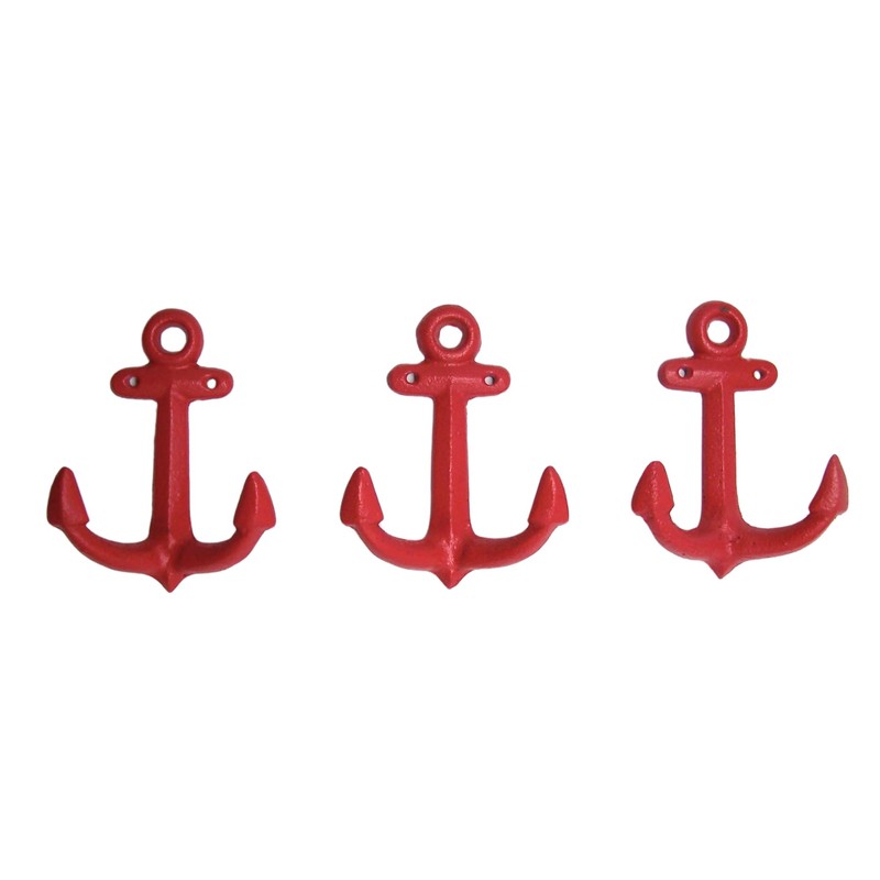 Wowser Nautical Cast Iron Ship Anchor Wall Hooks, 6 Inches,