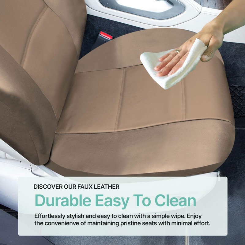 FH Group Front Set Faux Leather Car Seat Covers for