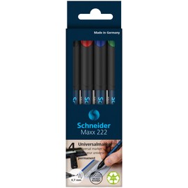 Schneider 224 Permanent M 1 mm Cap-Off-Ink 6 Box Black Red Blue Green Orange Violet