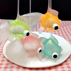 TIM CHESS 4 Pcs Fish Squishy Toys, Adorable Vibrant Squeeze Toys, Soft Animal Squishies for Stress Relief, Perfect for Desk Accessories Vase Decorations Party Favors