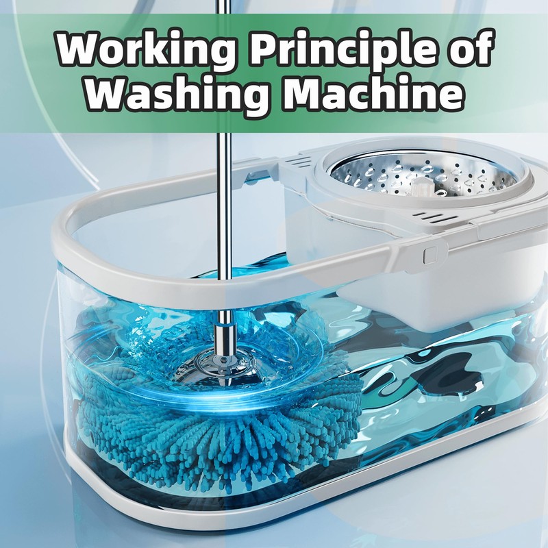 SWIFTIRON Spin Mop and Bucket with Wringer Set for Home,360°