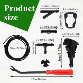 Tecledsn Windshield Washer Hose Kit, Washer Nozzle Kit, Washer Fluid Hose with Hose Connectors and Washer Nozzles, 4805742AB 5116079AA Fluid Hose Connector Compatible with Chrysler Dodge Jeep (Red)