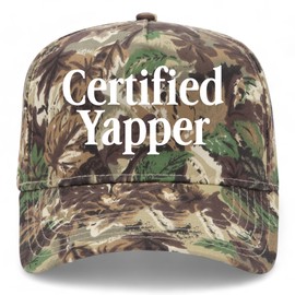 Certified Yapper Vintage Trucker Hat | Premium Snapback Baseball Hat for Men & Women (US, Alpha, One Size, Camo)
