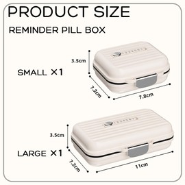 NICEIN® Pack of 2 Pill Box 7 Days (Large + Small) - Pill Box with Memory Cursor - Medication Box 7 Days - BPA Free Pill Box - Tablet Box with Separate Compartments - Small Pill Box for On the Go