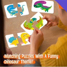 48 Dinosaur Puzzle with Error Correction, Self-Correcting Puzzle Matching Game, Educational Matching Puzzles for Toddlers in Kindergarten, Dinosaur Themed Educational Toys