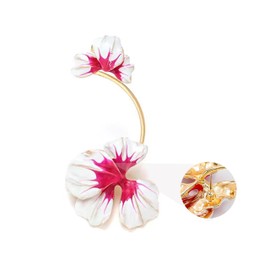 Flower Wrap Earrings for Women Trendy Big Enamel Flower Ear Cuff Earrings Floral Statement Earring Cuffs Non Pierced Fake Earrings Non Piercing Summer Jewelry Gift for Girls