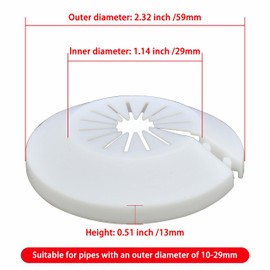 INDPROD Flange Pipe Cover Decoration, Fit 0.39"to 1.14" Outer Diameter Pipe, Plumbing Cover Plates Escutcheon for Radiators and Drain Pipes, PP Wall Flange, White, 1 Piece