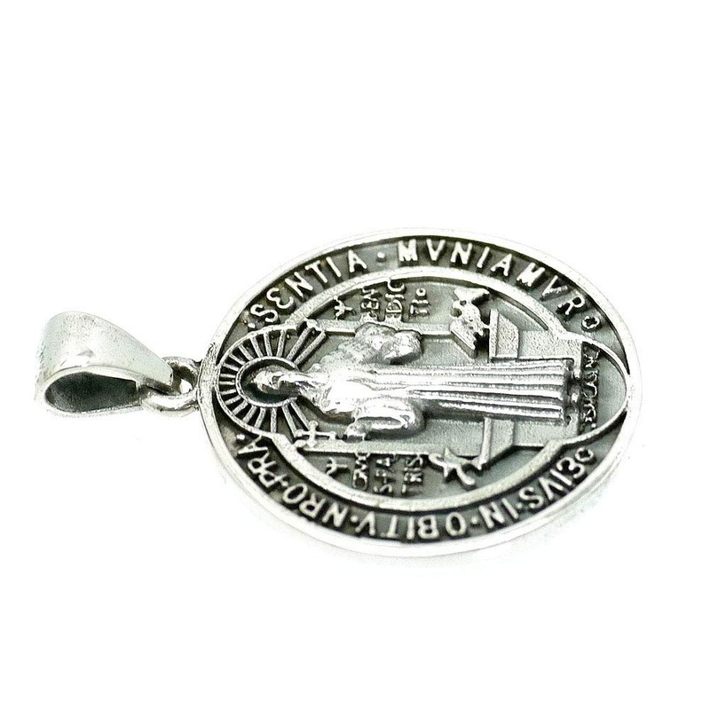 Silver One 925 Silver Saint Benedict Medal Pendant Top, Men’s