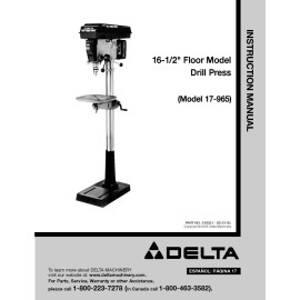 Unbranded Delta 17-965 16 1/2" Floor Model Drill Press Instruction Manual