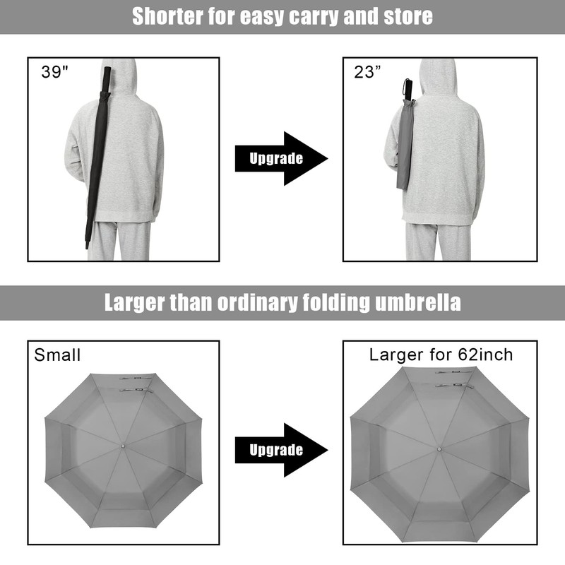 G4Free 62 Inch Portable Golf Umbrella Large Oversize Double Canopy