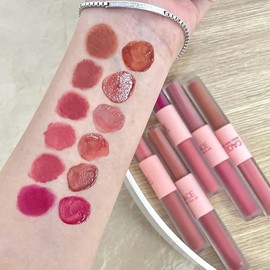 Set de Brillo de Labios Doble 2 en 1, Barra de Labios Líquida Aterciopelada y con Acabado de Espejo, Esmalte de Labios Brillante y Resistente al Agua de Larga Duración (6#, all skin)