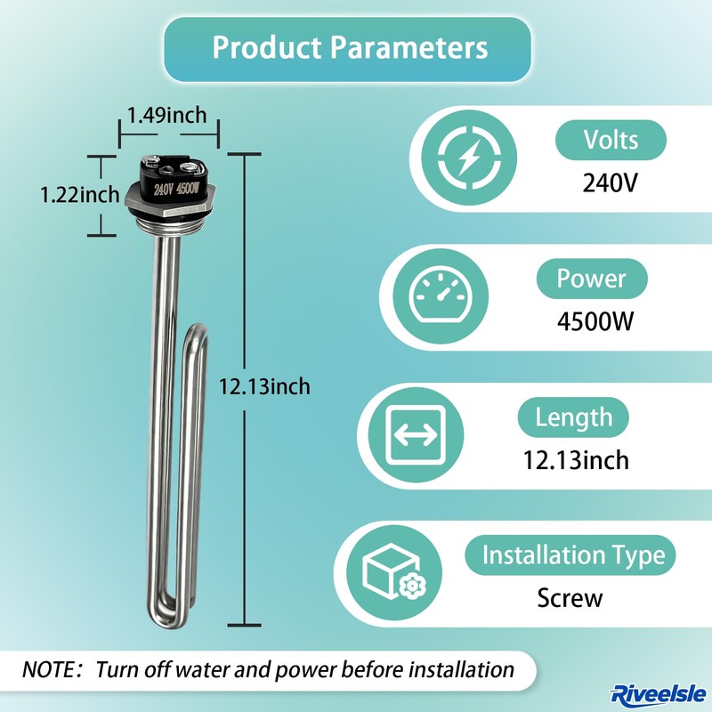 Upgraded 02582 Water Heater Element, 4500W 240V Heating Element