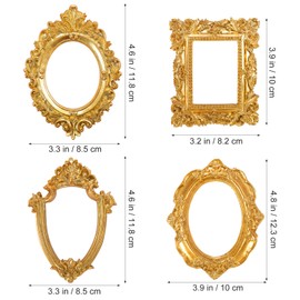 MAGICLULU 5pcs Vintage Resin Picture Frame Mini Gold Frame Antique Small Photo Frame Jewellery Display Photography DIY Small Photo Frame Creative Photo Props for Home Decoration