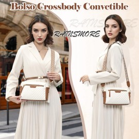 Bolsa Crossbody Mujer Bolso Bandolera de Cuero Vegano Bolso Crossbody Impermeable con Correa Ajustable Bolsa Cruzado Moda con Cremallera Bolsa Pequeña para Viaje Compras Trabajo, Marrón