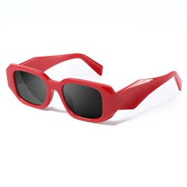 Vcarsian Trendy Rectangle Sunglasses for Women Men,Y2K Sun Glasses Vintage Retro Glasses 90s Square Frame,Aesthetic Cool Driving Sunglasses