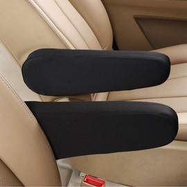 2PCS Front Seat Armrest Covers Cloth Fabric Armrest Protectors Replacement Arm Rest Cover Universal for Car Truck SUV and Van (Black)