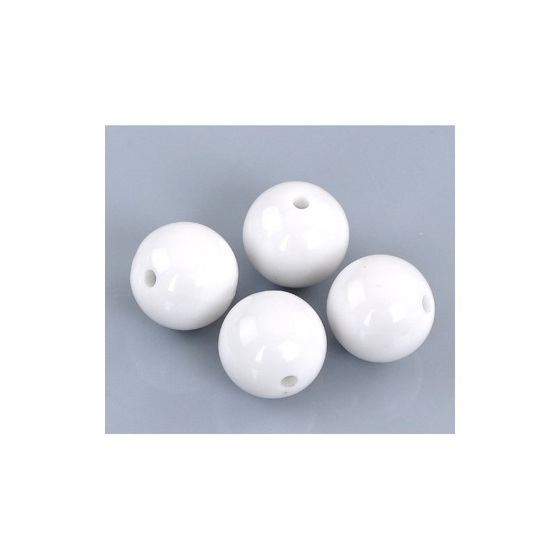 100 abalorio redondas de acrílico blancas de 16 mm de