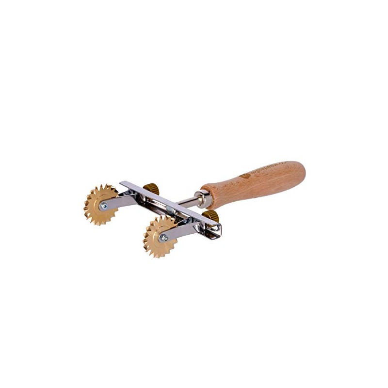 Adjustable pasta cutter, 2 flute-edged brass blades, Cod. 20OT
