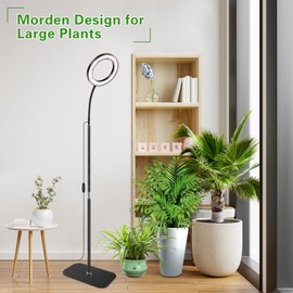SDOVUERC Full Spectrum Grow Light with Stand for Indoor Plants, Floor Plant Light, 3/9/12H Timer, 3 Color Modes, Adjustable Height 16.5–67in, for Large Plants & Home Décor(1 Head)