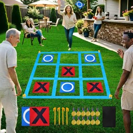 Nattork Outdoor Giant Tic Tac Toe Game for Kids Adult Family, Large Outside Lawn Yard Backyard Carnival Field Day Game, Birthday Party Family Reunion Games Playground