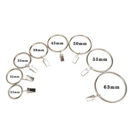 Anawakia Pack of 10 Curtain Rings with Clips Metal Curtain Clips Hooks Curtain Clips with Rings (Silver, Inner Diameter 55mm)