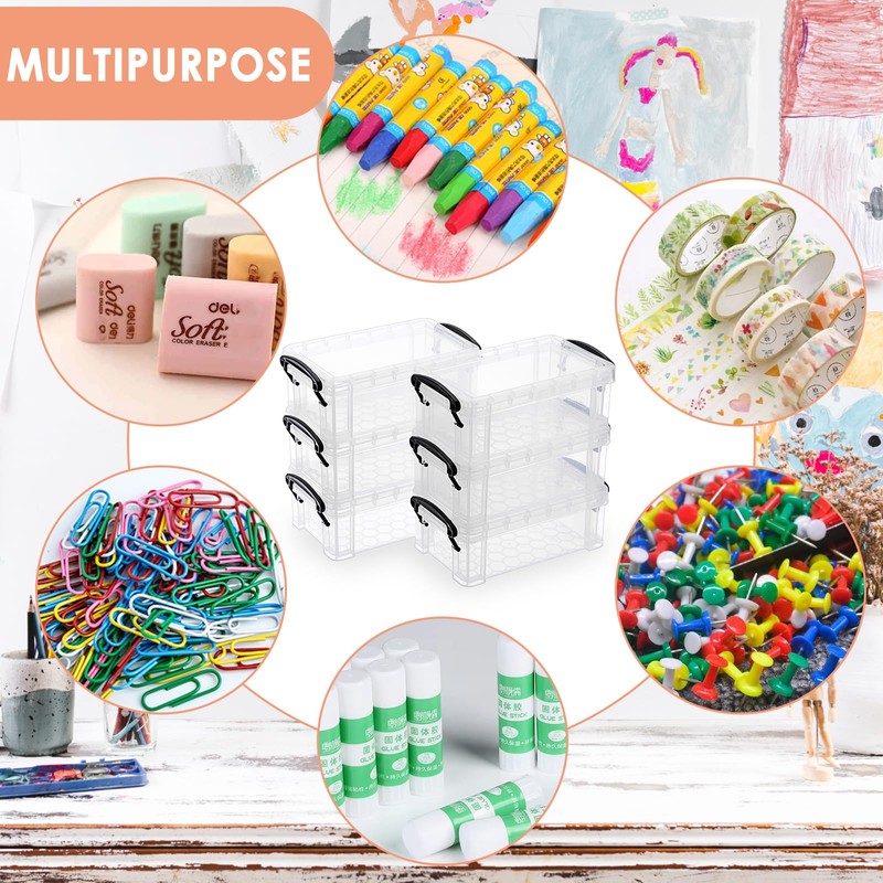 OGANAZI 12 PCS Clear Plastic Crayon Boxes with Snap Lids,