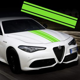 TOMALL 49" x 8.7" Car Hood Sticker Decal - Auto Racing Body Side Stripe, Roof, Hood, Bumper - Vinyl Modified Stripe Decal - Green