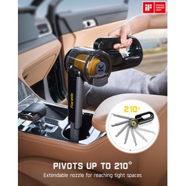 Fanttik Fold V10 Apex Pivot Cordless Car Vacuum, 17000Pa Handheld Vacuum Suction Power, Smart LED Display, Portable for Car Home Pet (Deluxe with Flexible Hose&Pet Brush)