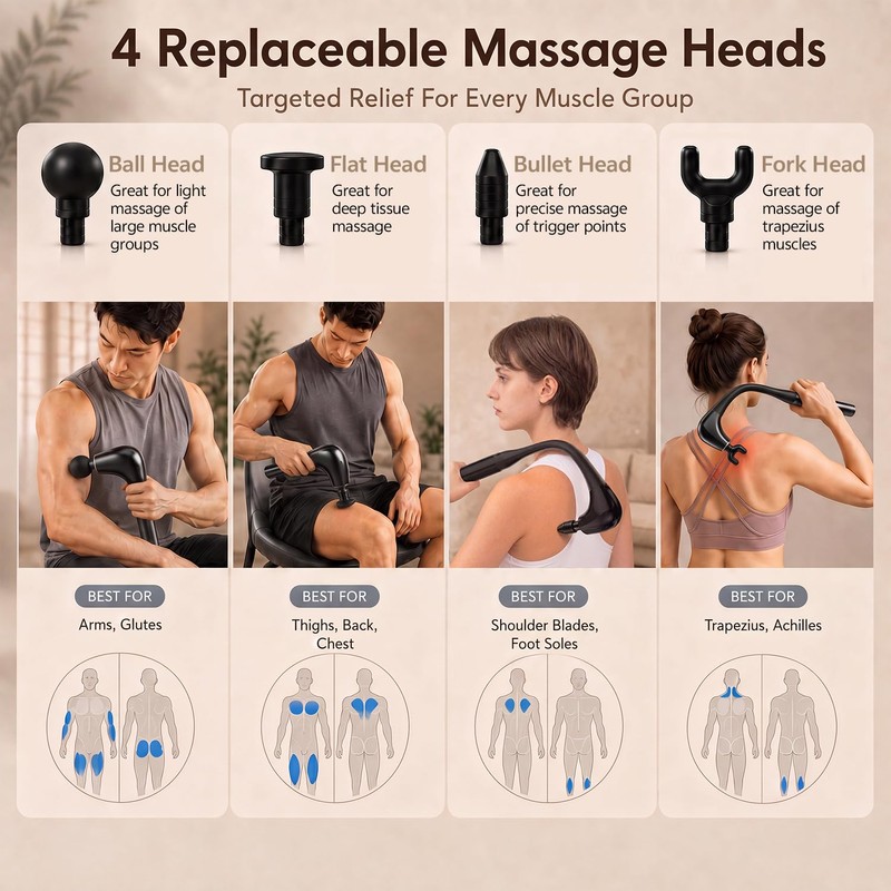 2-in-1 Detachable Muscle Massage Gun Deep Tissue