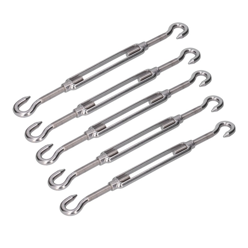 5Pcs Turnbuckle Hook and Hook Wire Rope Tension 304 Stainless
