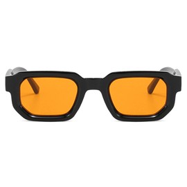 LJCZKA Retro Sunglasses Rectangular Women Men Vintage Small Square Sunglasses Fashion Unisex UV400 Protection, black / orange